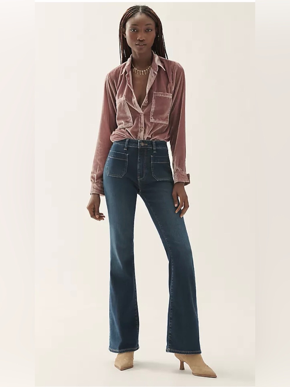 Pilcro High-Rise Dark Blue Flare Jeans